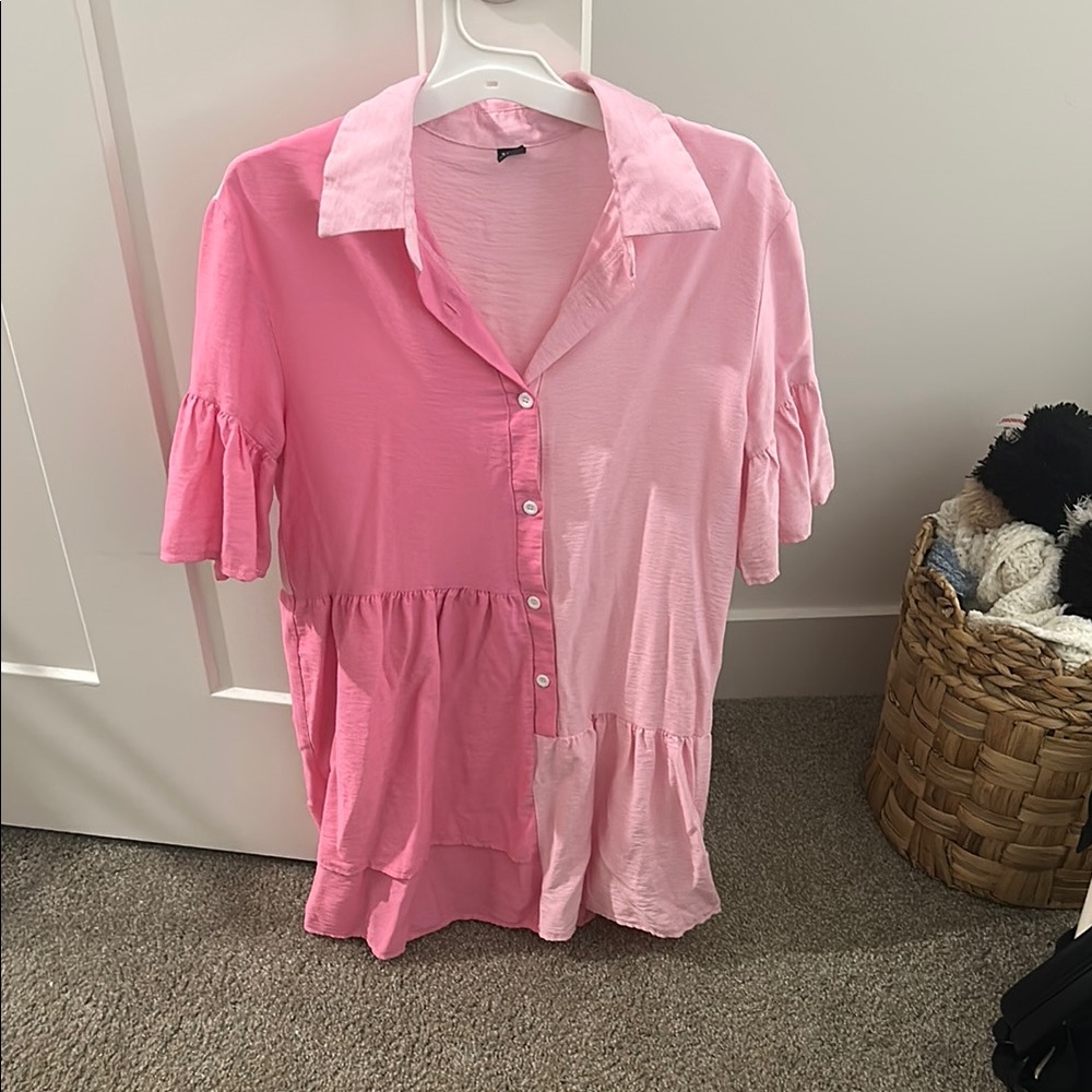SHEIN Pink Collared Blouse